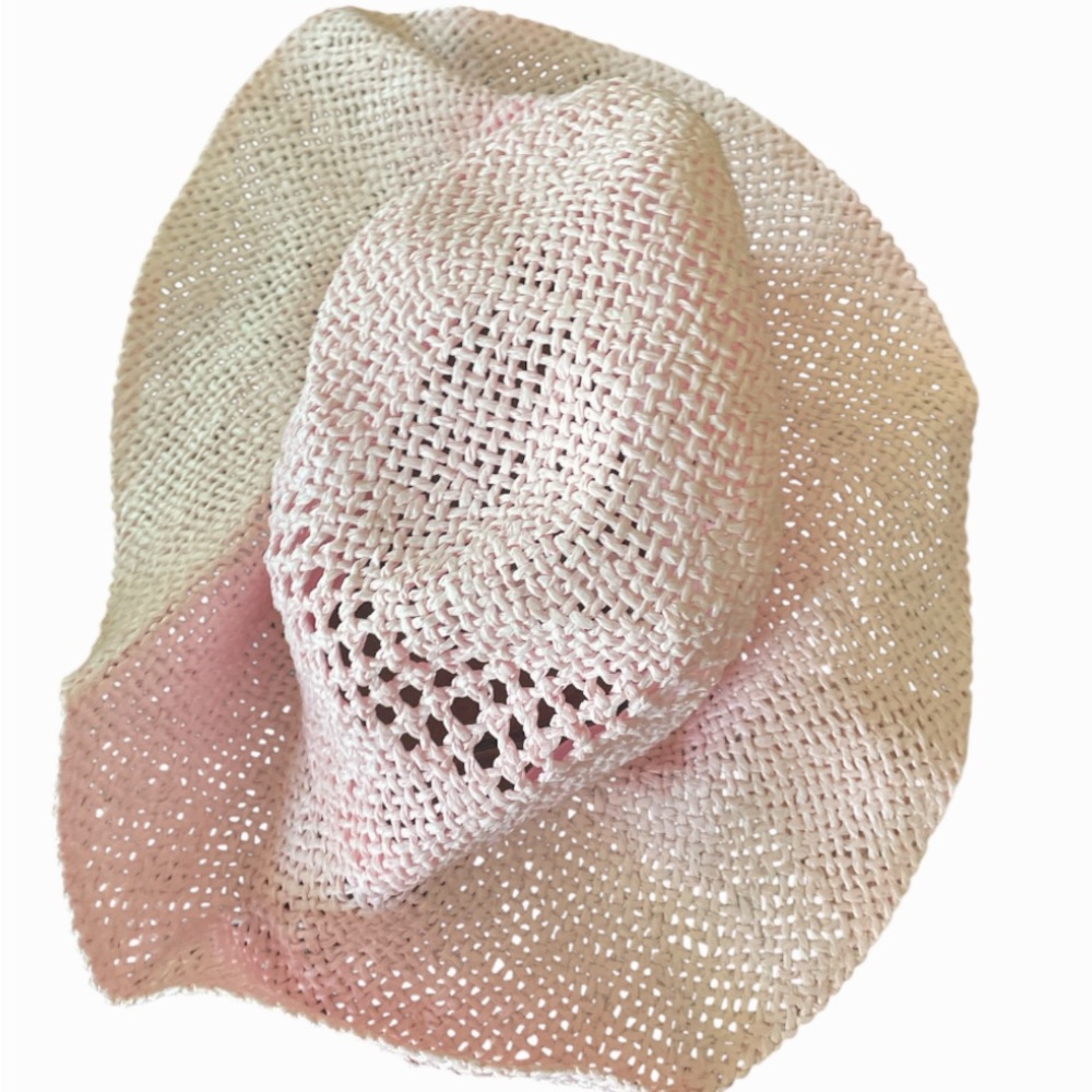 Janie and Jack pink crocheted straw sun hat